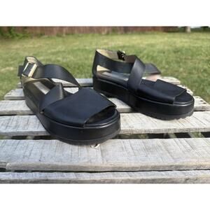 RARE AGL ATTILIO GIUSTI LEOMBRUNI black leather wrapped Platform EU 37 US 7 $530